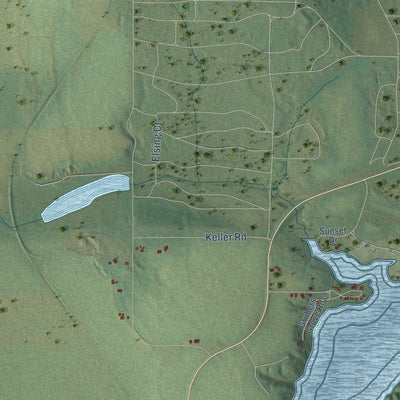 Close-up of the map of Sumpter, Wisconsin print showing street and building detail