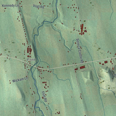 Close-up of the map of Seneca, New York print showing street and building detail