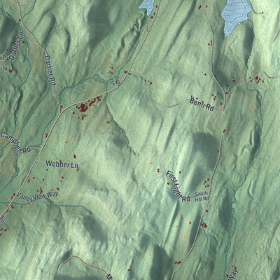 Close-up of the map of Hebron, New York print showing street and building detail