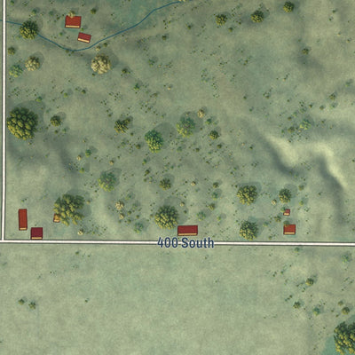 Close-up of the map of Leamington, Utah print showing street and building detail
