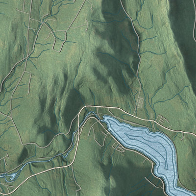 Close-up of the map of Canaan, New Hampshire print showing street and building detail