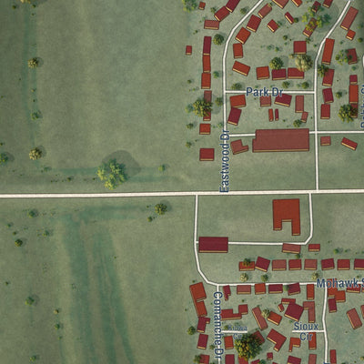Close-up of the map of East Cape Girardeau, Illinois print showing street and building detail