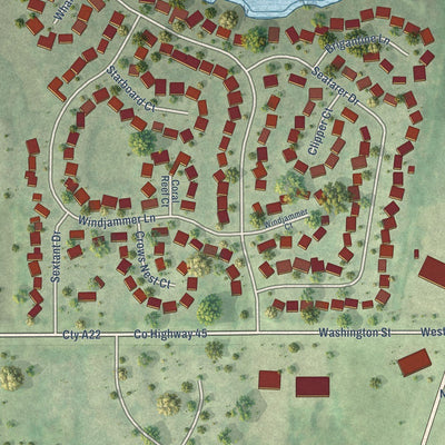 Close-up of the map of Third Lake, Illinois print showing street and building detail