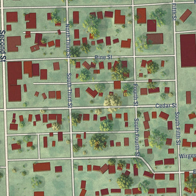 Close-up of the map of Elgin, Nebraska print showing street and building detail
