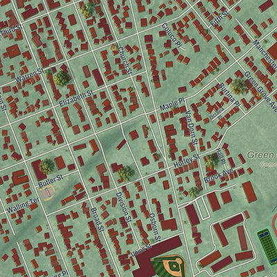 Close-up of the map of Keyport, New Jersey print showing street and building detail