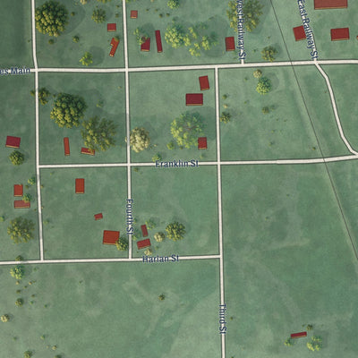 Close-up of the map of Cowles, Nebraska print showing street and building detail