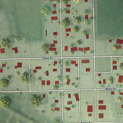 Close-up of the map of Concord, Nebraska print showing street and building detail