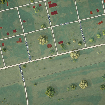 Close-up of the map of Morristown, South Dakota print showing street and building detail