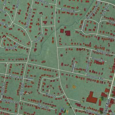 Close-up of the map of Morris Plains, New Jersey print showing street and building detail