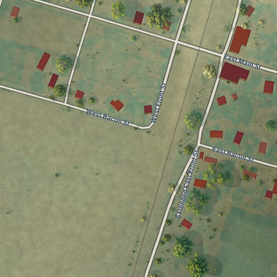 Close-up of the map of La Prairie, Illinois print showing street and building detail