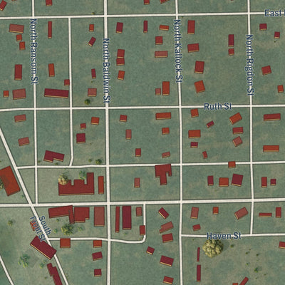 Close-up of the map of Richmond, Kansas print showing street and building detail