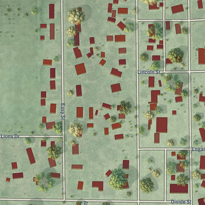 Close-up of the map of Funk, Nebraska print showing street and building detail