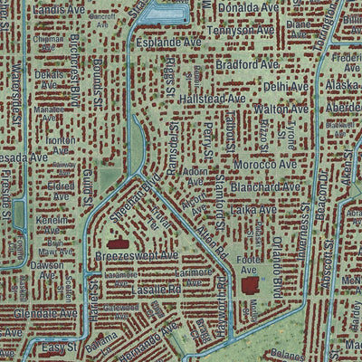Close-up of the map of Port Charlotte, Florida print showing street and building detail