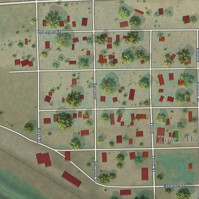 Close-up of the map of Wilson Creek, Washington print showing street and building detail