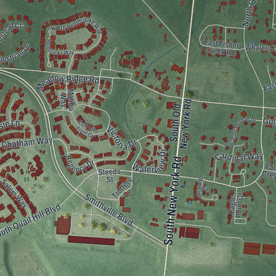 Close-up of the map of Smithville, New Jersey print showing street and building detail