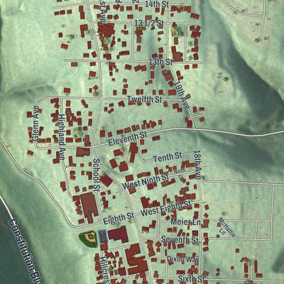 Close-up of the map of Patterson, Pennsylvania print showing street and building detail