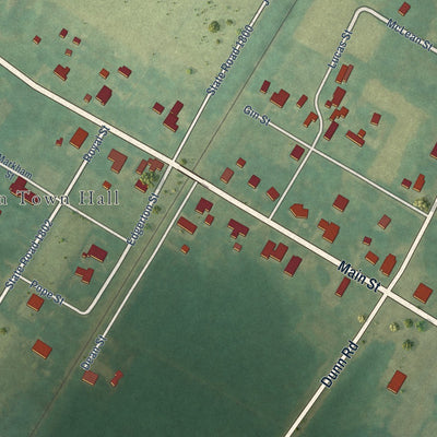Close-up of the map of Godwin, North Carolina print showing street and building detail