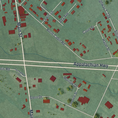 Close-up of the map of Seaman, Ohio print showing street and building detail