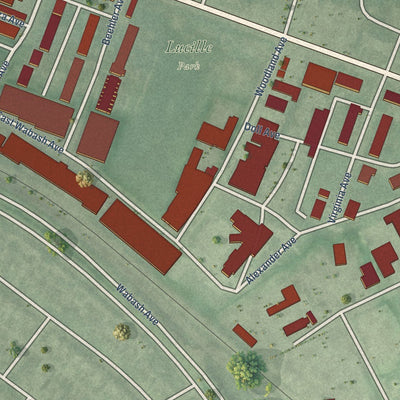 Close-up of the map of Lucille Park, Maryland print showing street and building detail