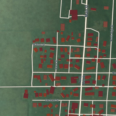 Close-up of the map of West Manchester, Ohio print showing street and building detail