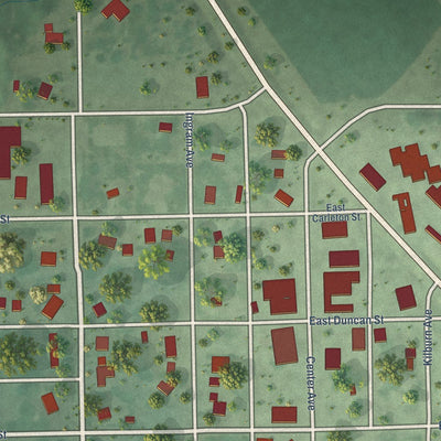 Close-up of the map of Ashton, Nebraska print showing street and building detail