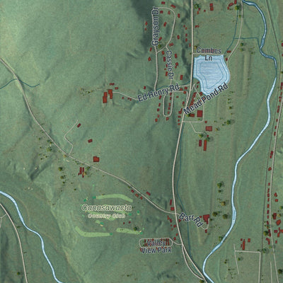 Close-up of the map of North Norwich, New York print showing street and building detail