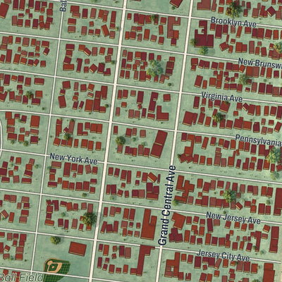 Close-up of the map of Lavallette, New Jersey print showing street and building detail