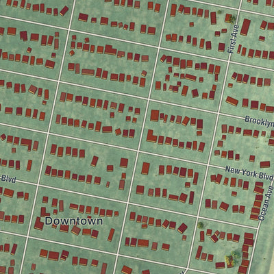 Close-up of the map of Sea Girt, New Jersey print showing street and building detail