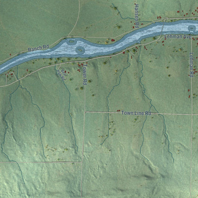 Close-up of the map of Washington, Rusk County, Wisconsin print showing street and building detail