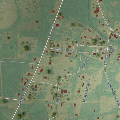 Close-up of the map of Hilda, South Carolina print showing street and building detail