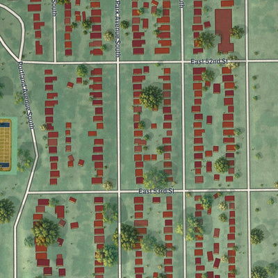 Close-up of the map of Page, Minnesota print showing street and building detail