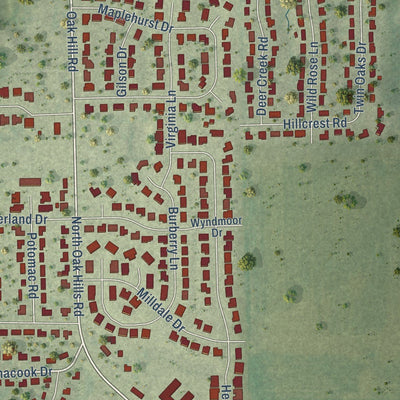 Close-up of the map of Rochester, Illinois print showing street and building detail