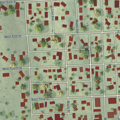 Close-up of the map of Kennard, Nebraska print showing street and building detail