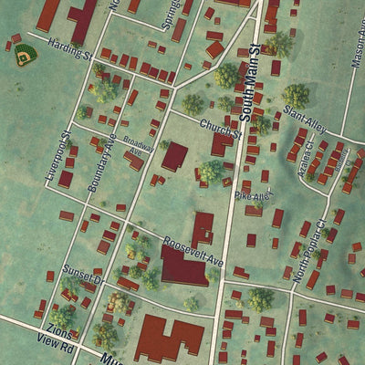 Close-up of the map of the Borough of Manchester, York County, Pennsylvania print showing street and building detail