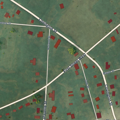 Close-up of the map of Stanton, Tennessee print showing street and building detail