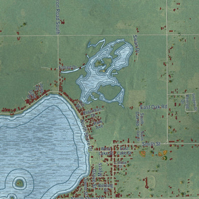 Close-up of the map of Crystal, Montcalm County, Michigan print showing street and building detail