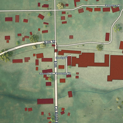 Close-up of the map of Fairwater, Wisconsin print showing street and building detail