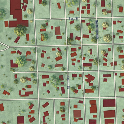 Close-up of the map of Hampton, Nebraska print showing street and building detail