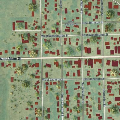 Close-up of the map of Fremont, Iowa print showing street and building detail