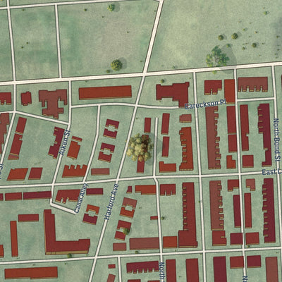 Close-up of the map of Oliver, Maryland print showing street and building detail