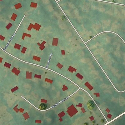 Close-up of the map of River Bluff, Kentucky print showing street and building detail