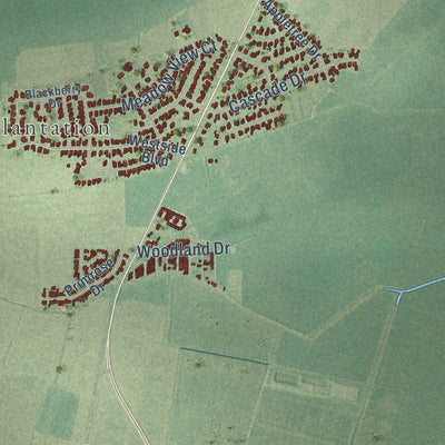 Close-up of the map of Chackbay, Louisiana print showing street and building detail