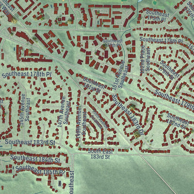 Close-up of the map of Fairwood, Washington print showing street and building detail