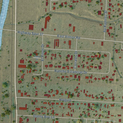 Close-up of the map of Vinton, Texas print showing street and building detail