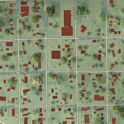 Close-up of the map of Ewing, Nebraska print showing street and building detail