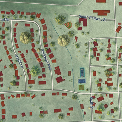 Close-up of the map of Eagle, Nebraska print showing street and building detail