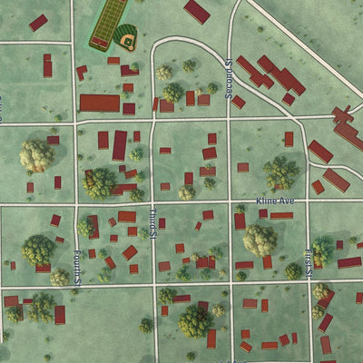 Close-up of the map of Florence, South Dakota print showing street and building detail