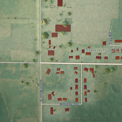 Close-up of the map of Higginson, Arkansas print showing street and building detail