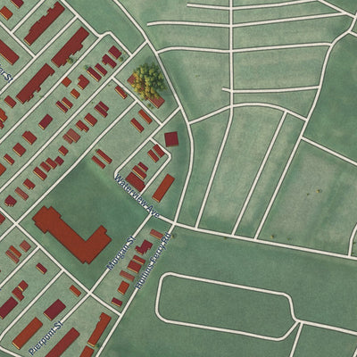 Close-up of the map of Mount Winans, Maryland print showing street and building detail