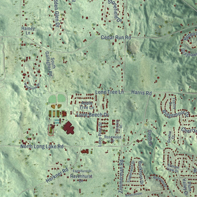 Close-up of the map of Garfield, Grand Traverse County, Michigan print showing street and building detail